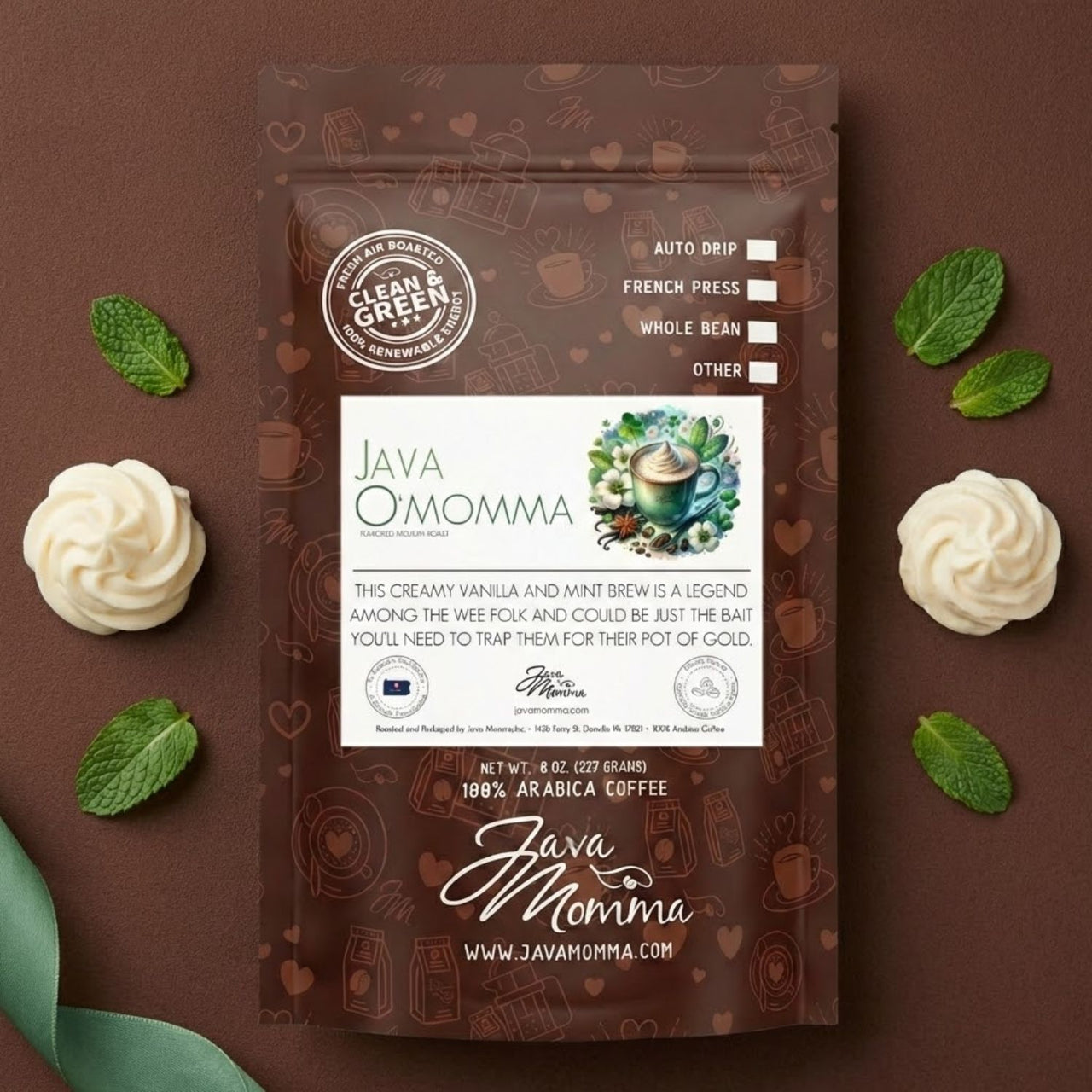 Java O’Momma Coffee – Creamy Vanilla & Mint Magic in Every Sip