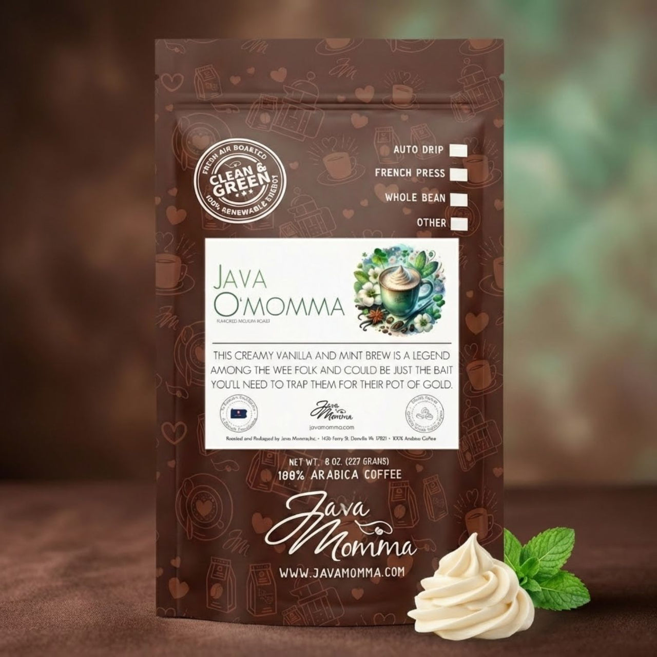 Java O’Momma Coffee – Creamy Vanilla & Mint Magic in Every Sip