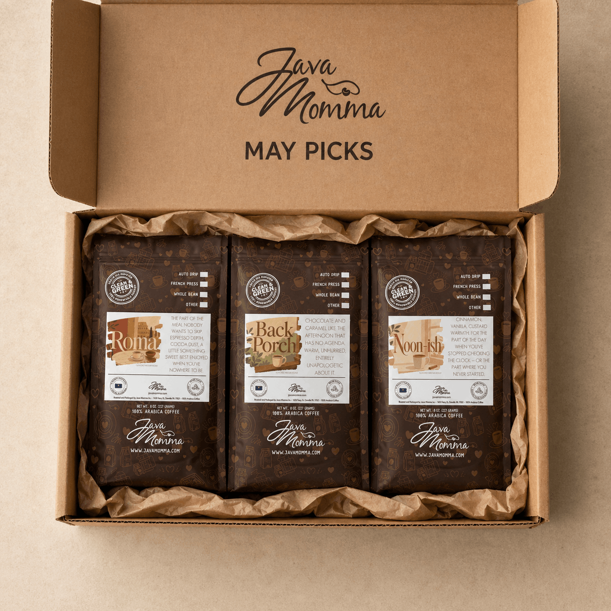 Momma's Picks Monthly Coffee Box – 3 Exclusive Flavored Coffees