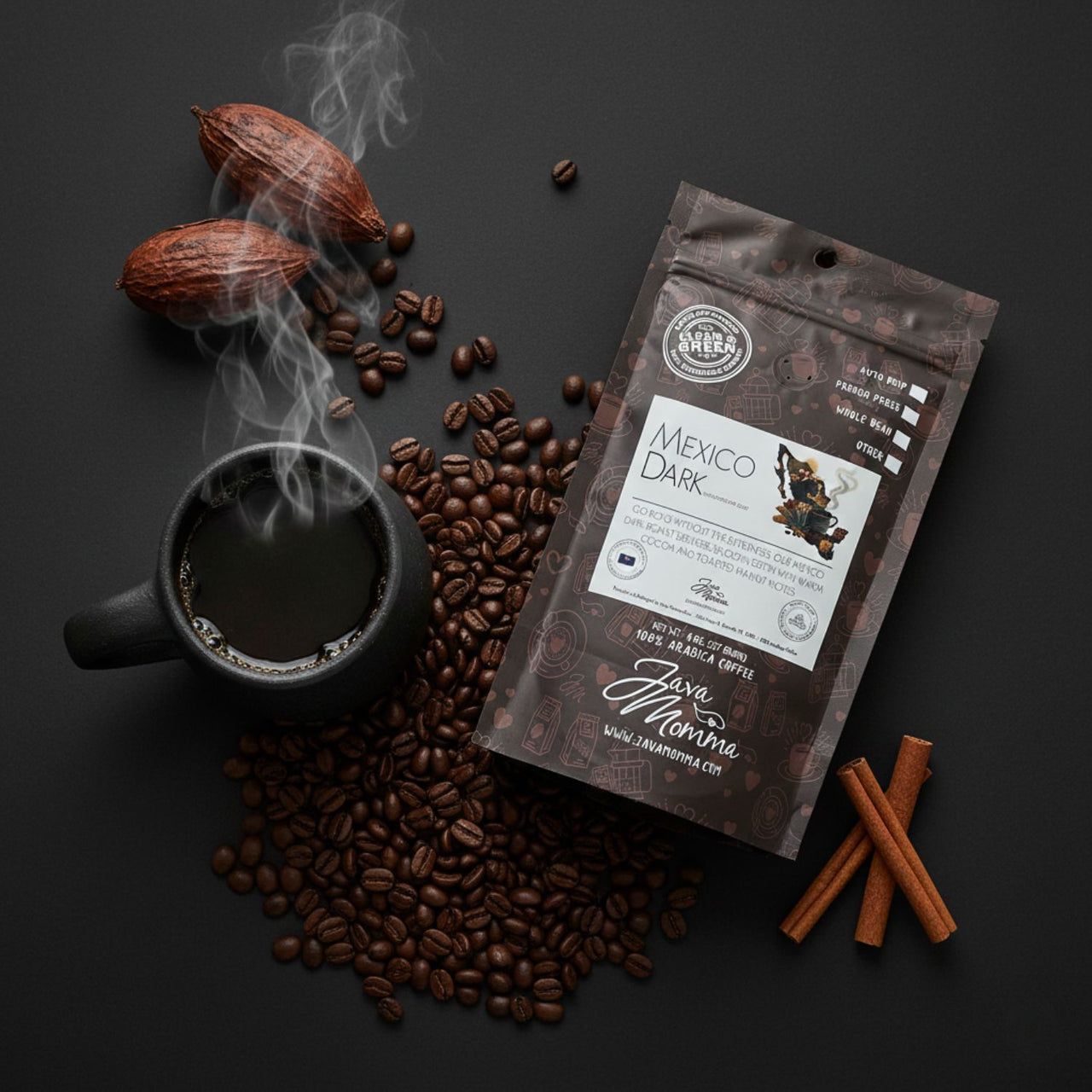 Mexico Dark Roast Coffee | Bold, Smooth, Cocoa-Rich | Java Momma