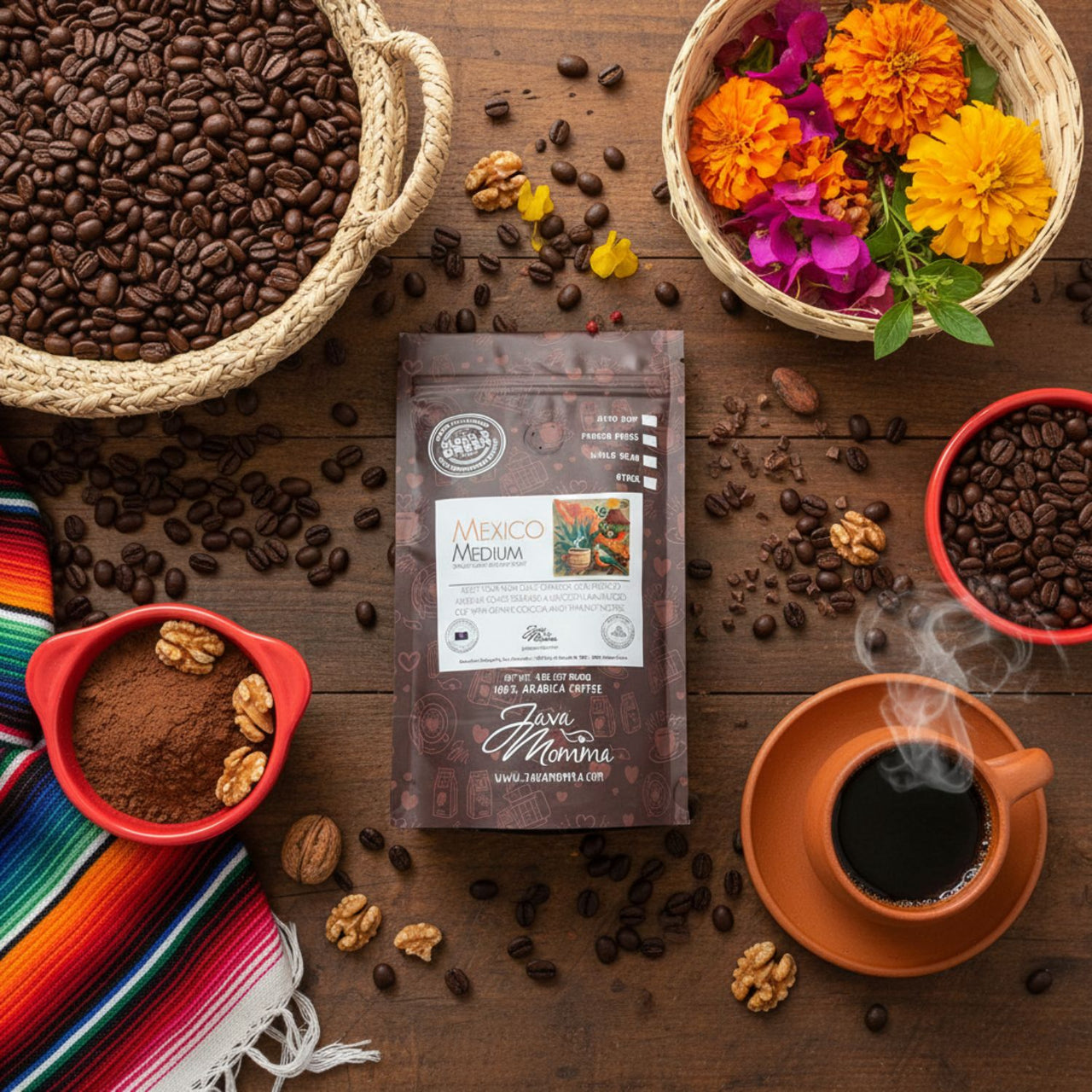 Mexico Medium Roast Coffee | Smooth, Balanced, Cocoa & Walnut | Java Momma
