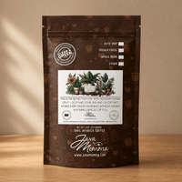 Thumbnail for Java Momma Momma's Blend coffee bag standing upright on a warm wood surface in soft natural side light