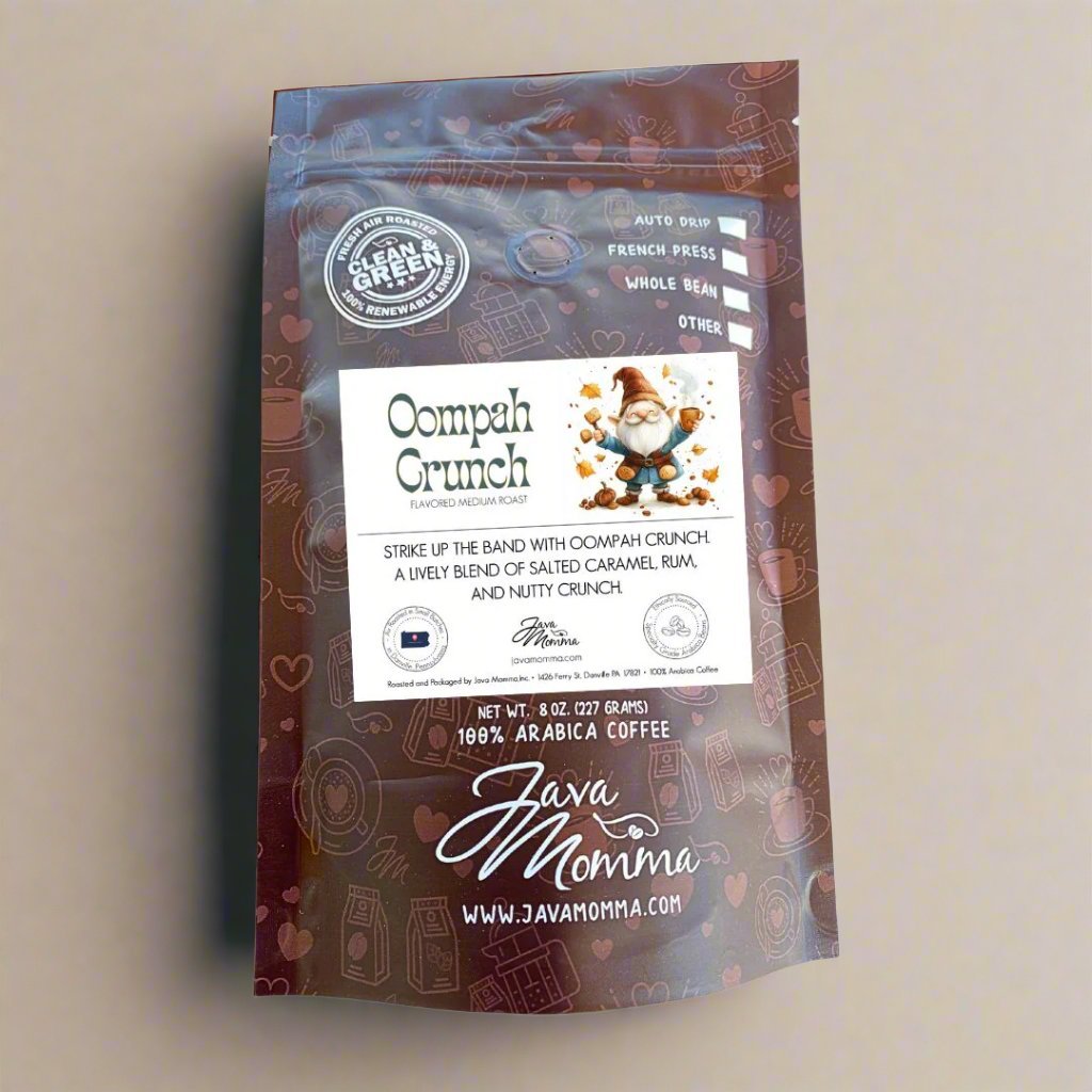 Oompah Crunch Flavored Coffee - Salted Caramel, Rum & Nutty Goodness in Every Sip 🎶☕ - Java Momma