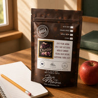 Thumbnail for Plum Crumble Coffee | Momma's Picks bag showcasing juicy plum and warm spice notes on a cozy table setting.