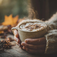dirty chai in a mug being turned and moved
