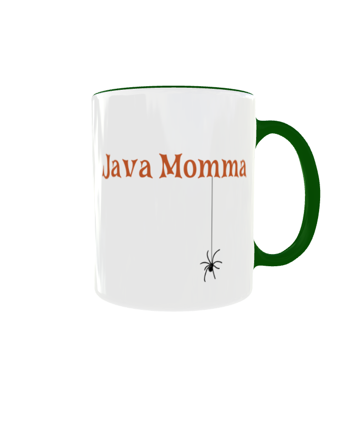 The 🖤 Quit Your Witchin’ Mug is a funny Halloween coffee mug with a white body, green handle, orange "Java Momma" text, and a black spider—perfect as a spooky season gift or Halloween mug.