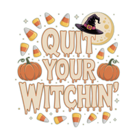 Thumbnail for The 🖤 Quit Your Witchin’ Mug – Funny Halloween Coffee Mug features drippy orange text, candy corn, pumpkins, a full moon, witch’s hat, and stars—making it the perfect spooky season gift or Halloween mug!.