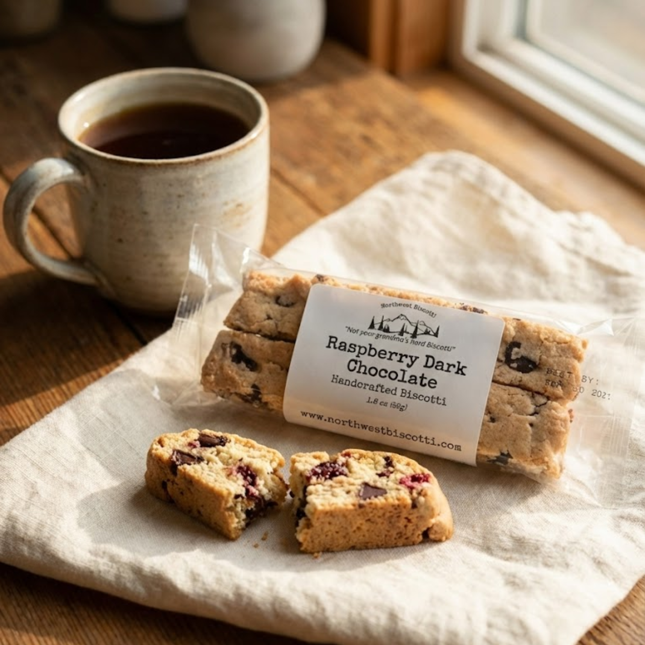 Raspberry Dark Chocolate Biscotti Double Pack