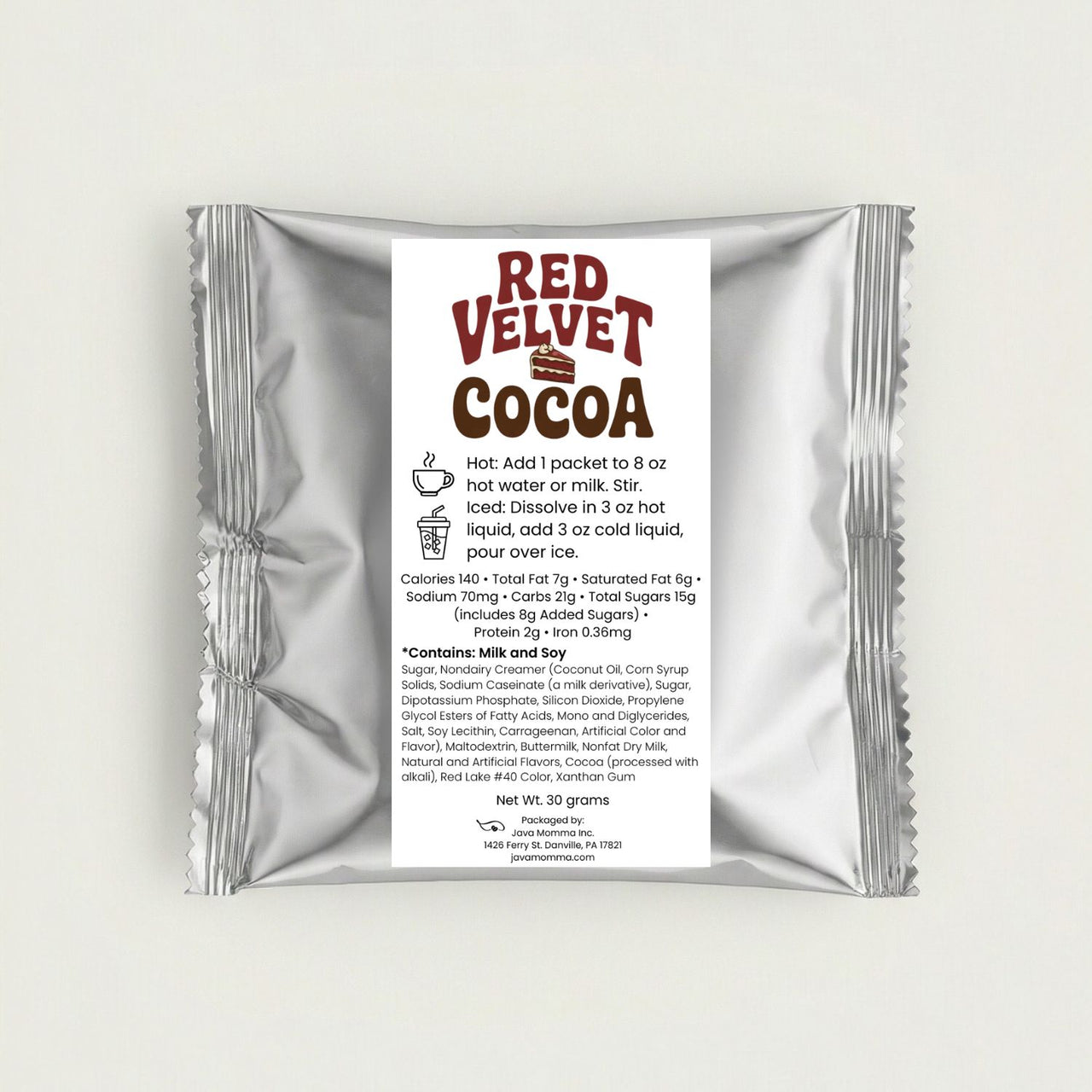 Red Velvet Cocoa Single-Serve Packets – Decadent, Creamy Cocoa