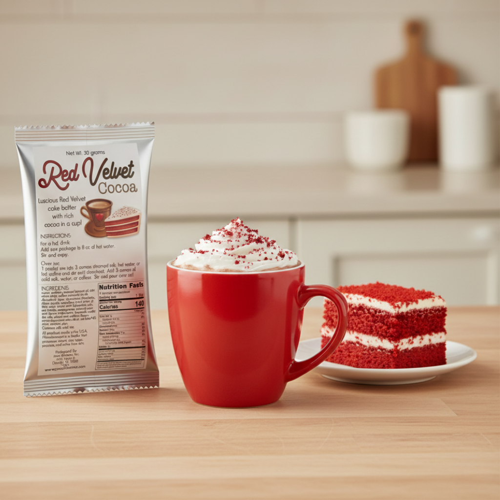 Red Velvet Cocoa Single-Serve Packets – Decadent, Creamy Cocoa