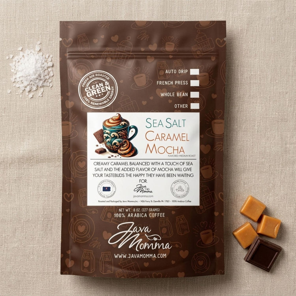 Sea Salt Caramel Mocha Flavored Coffee | Java Momma