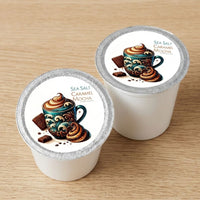 Thumbnail for Two Sea Salt Caramel Mocha coffee pods on a wooden surface