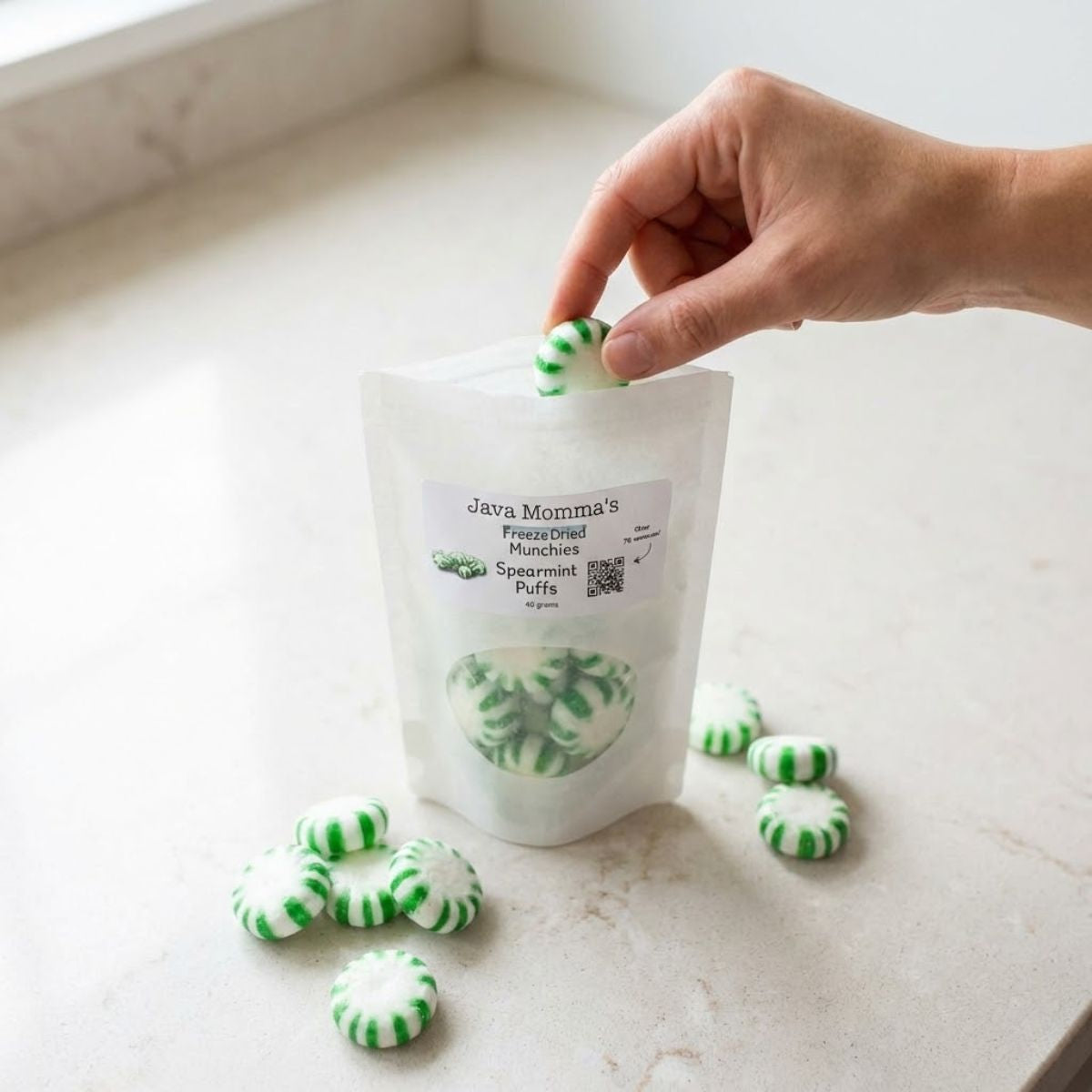 Spearmint Puffs – The Stripe That Snaps Back