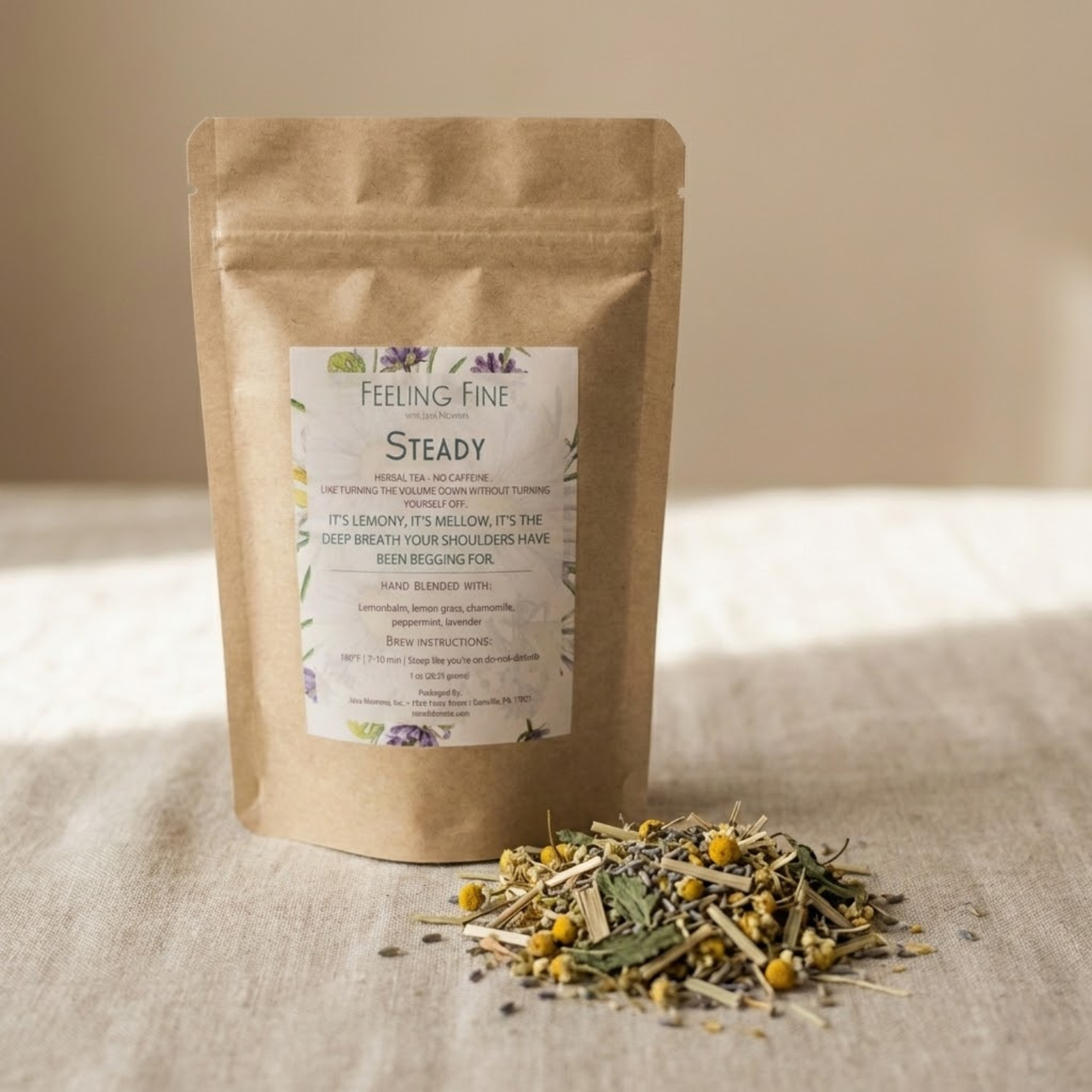 Steady – Lemon Balm, Chamomile & Mint Herbal Calm Blend