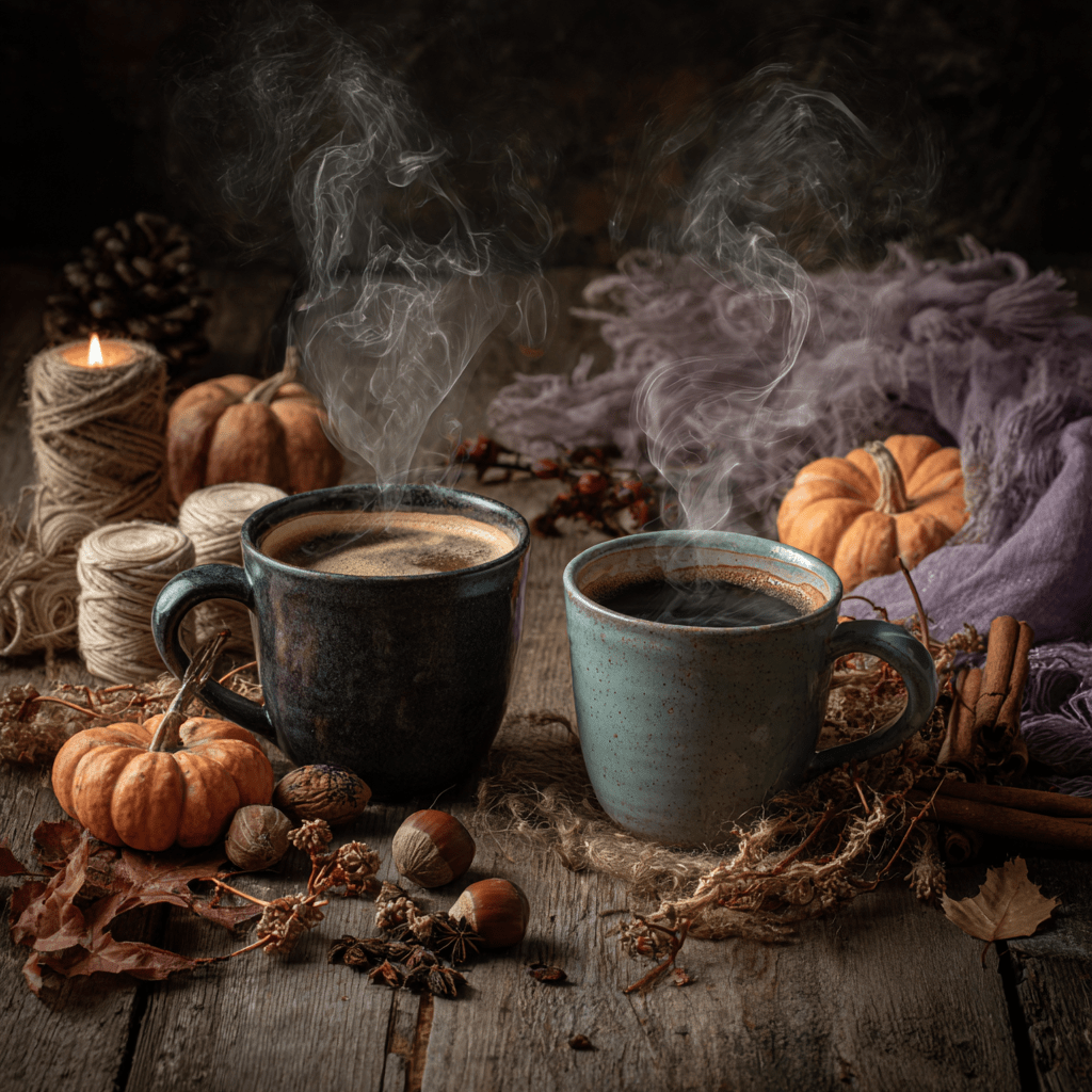 Stitched Together Coffee Duo – Pumpkin Spice & Nutty Sweetness for Fall Vibes