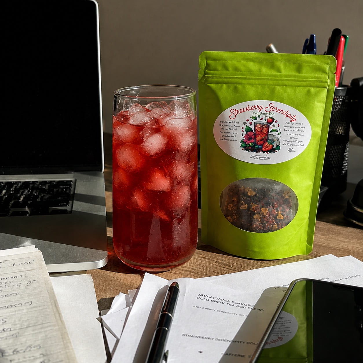 Strawberry Serendipity Cold Brew Tea Pods – Sweet Strawberry & Floral Bliss, Caffeine-Free
