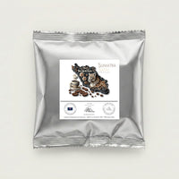 Thumbnail for Silver coffee package with Sumatra coffee beans and packaging design on a white background