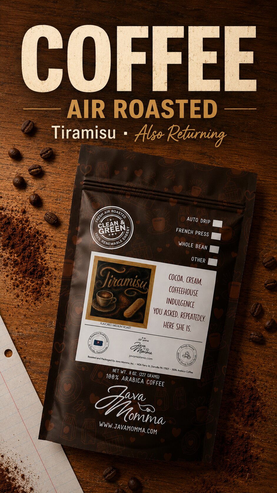 Tiramisu Flavored Coffee | Momma's Picks