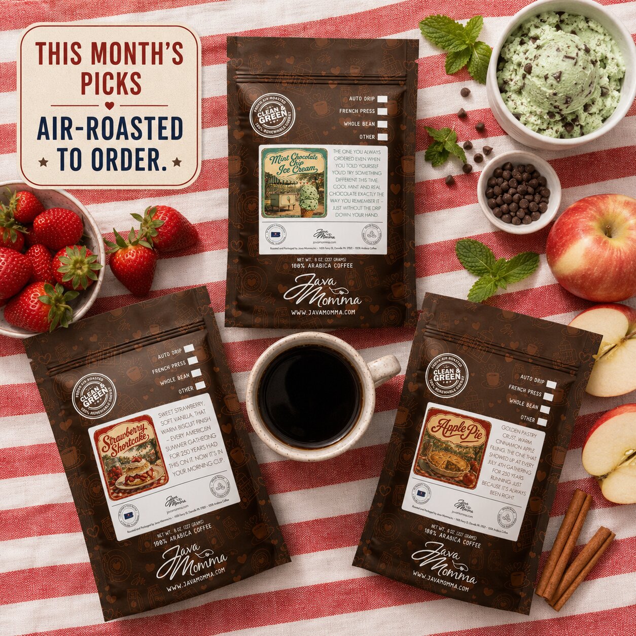Momma’s Picks Monthly Coffee Box – 3 Exclusive Flavored Coffees