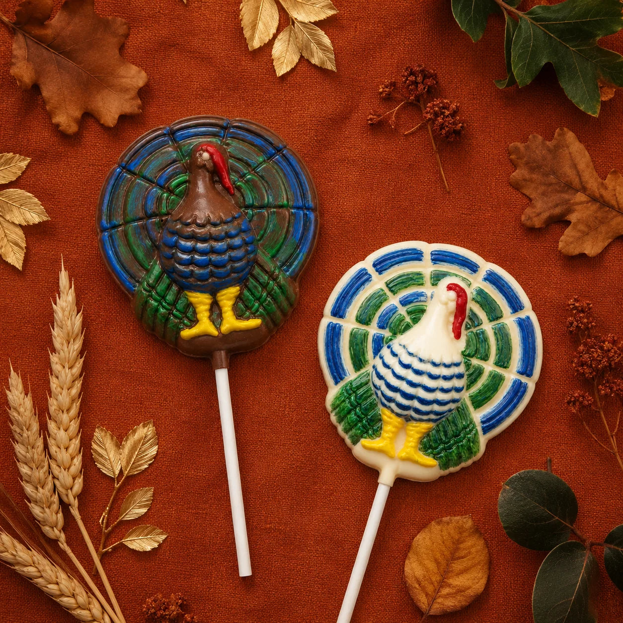 Turkey with Tail Pollylop® — Chocolate Lollipop - Sensational Sweets