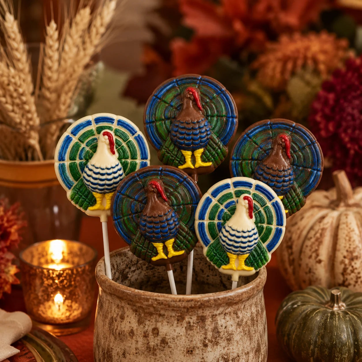Turkey with Tail Pollylop® — Chocolate Lollipop - Sensational Sweets