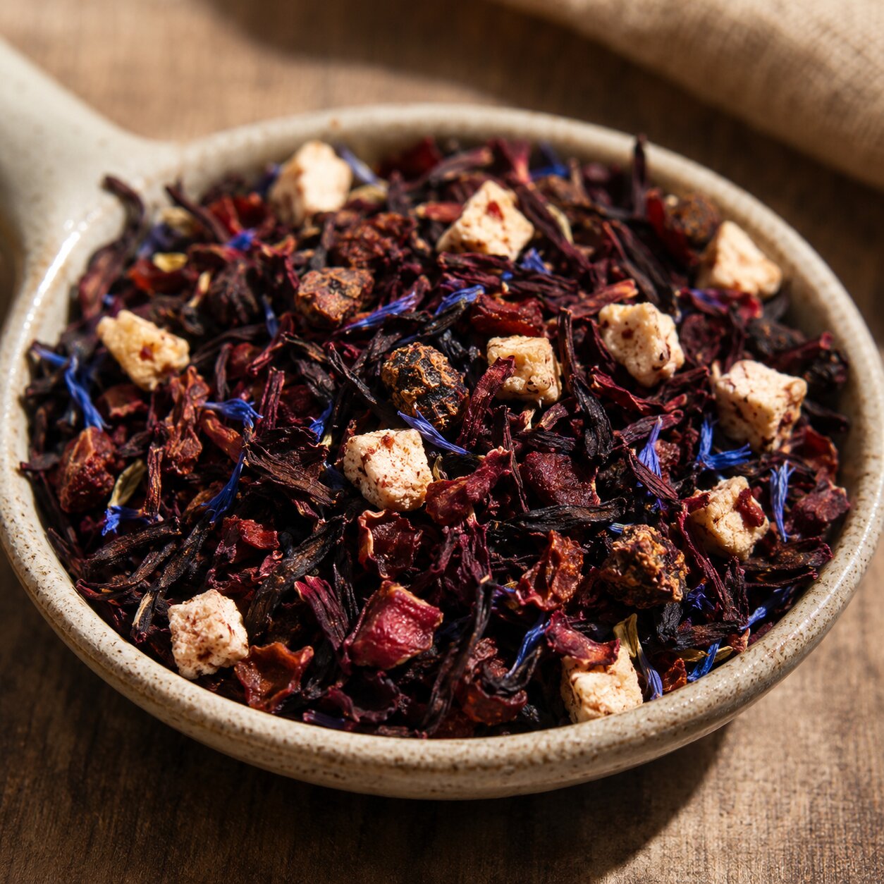 Very Berry Tea in a ceramic bowl

