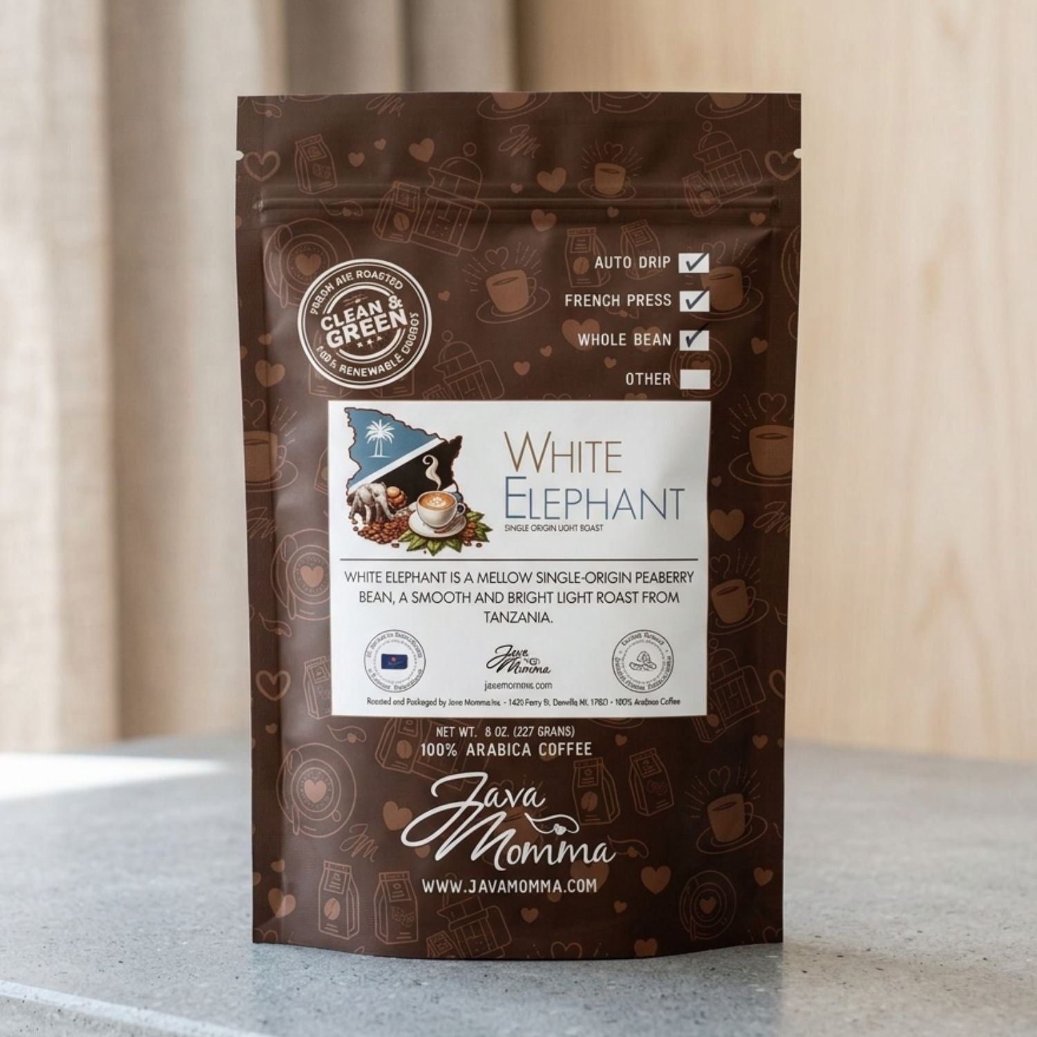 White Elephant Tanzanian Peaberry – Smooth, Bright Light Roast