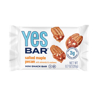 Thumbnail for The Maple Pecan MINI YES Bar® – Sweet, Salty, and Oh-So-Satisfying is a 0.7 oz (20g) plant-based, gluten-free, vegan snack with salted maple pecan flavor, 3g protein, almonds & cashews, and pecan illustrations on the wrapper.