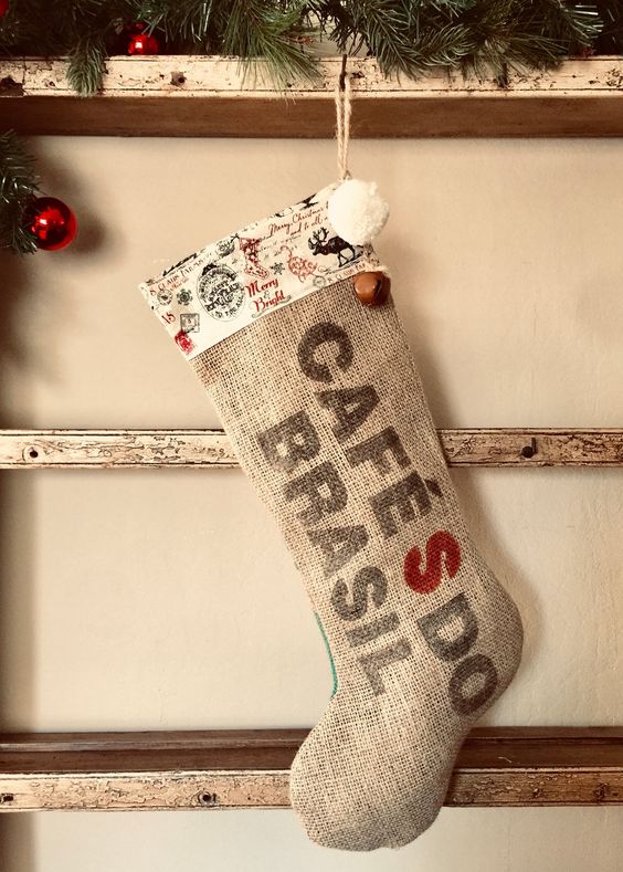 coffee bean sack craft christmas stocking