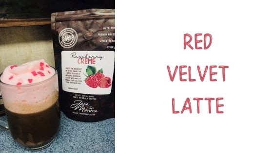 red velvet latte with raspberry creme