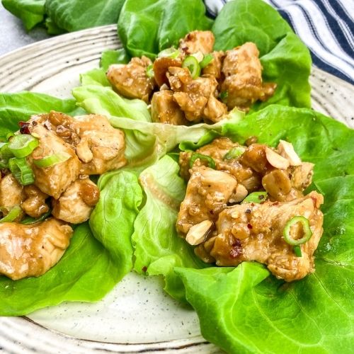 low carb cashew chicken wraps